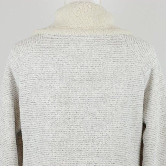 Aventura Women's Medium Cream & Black Fleece Lined Knit Snap Up Bomber Jacket - Picture 4 of 8